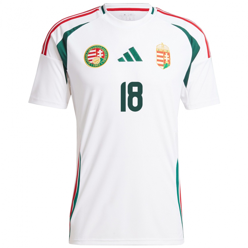 Hombre Camiseta Hungría Nimród Baranyai #18 Blanco 2ª Equipación 24-26 La Camisa México