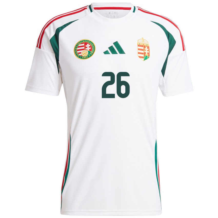 Hombre Camiseta Hungría Mihály Kata #26 Blanco 2ª Equipación 24-26 La Camisa México