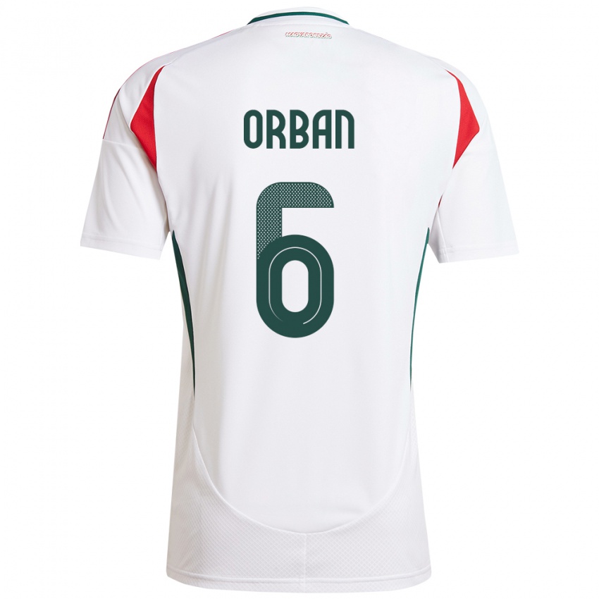 Hombre Camiseta Hungría Willi Orbán #6 Blanco 2ª Equipación 24-26 La Camisa México