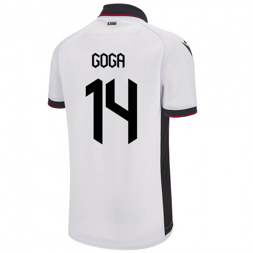 Hombre Camiseta Albania Ergi Goga #14 Blanco 2ª Equipación 24-26 La Camisa México