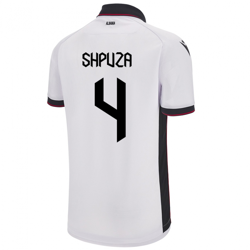 Hombre Camiseta Albania Kleo Shpuza #4 Blanco 2ª Equipación 24-26 La Camisa México