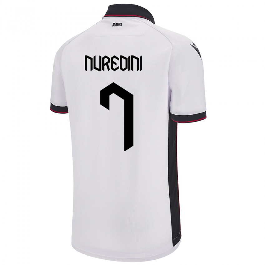 Hombre Camiseta Albania Joi Nuredini #7 Blanco 2ª Equipación 24-26 La Camisa México