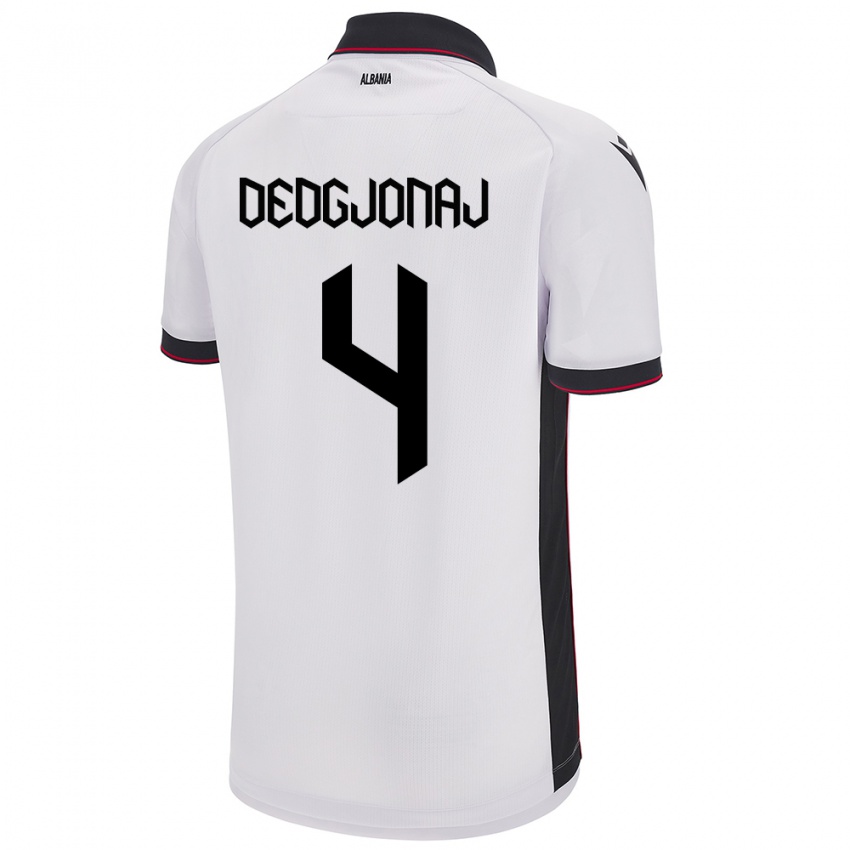 Hombre Camiseta Albania Leonora Dedgjonaj #4 Blanco 2ª Equipación 24-26 La Camisa México