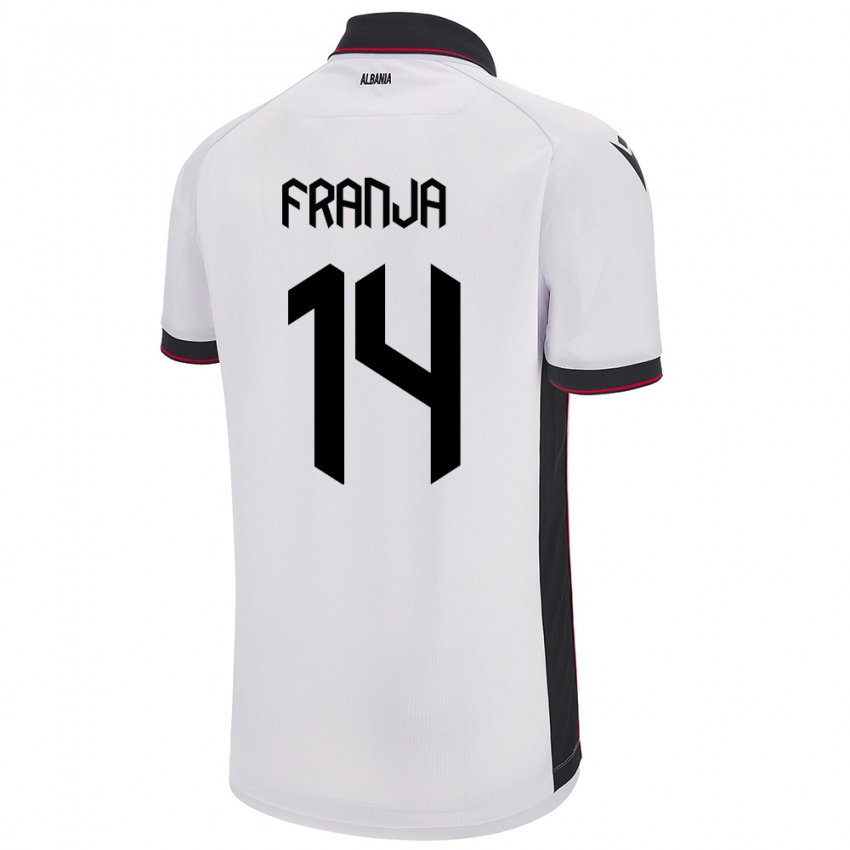 Hombre Camiseta Albania Ezmiralda Franja #14 Blanco 2ª Equipación 24-26 La Camisa México