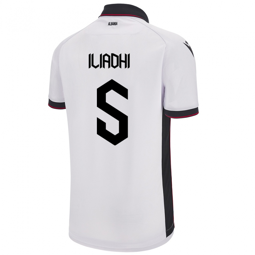 Hombre Camiseta Albania Aglia Iliadhi #5 Blanco 2ª Equipación 24-26 La Camisa México