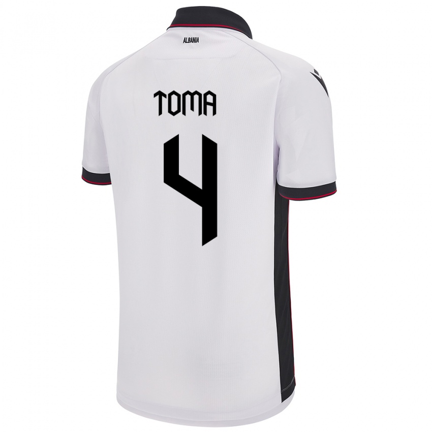 Hombre Camiseta Albania Stella Toma #4 Blanco 2ª Equipación 24-26 La Camisa México