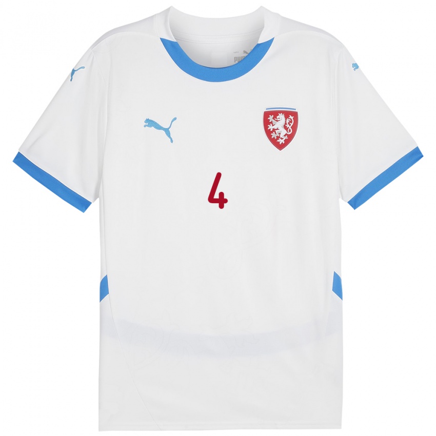 Hombre Camiseta Chequia Vitezslav Badura #4 Blanco 2ª Equipación 24-26 La Camisa México