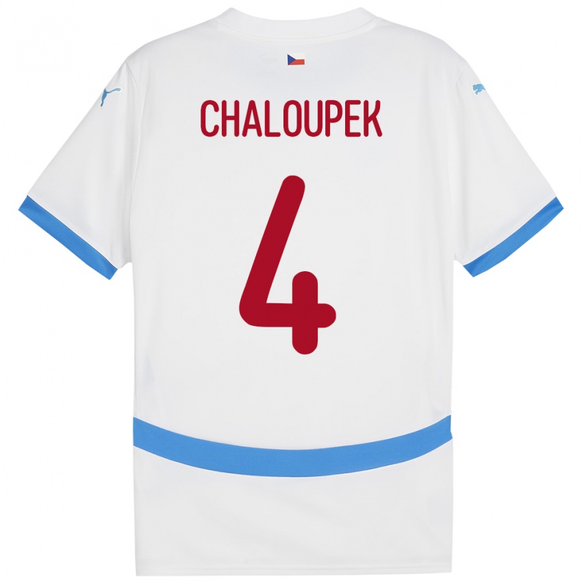 Hombre Camiseta Chequia Stepan Chaloupek #4 Blanco 2ª Equipación 24-26 La Camisa México