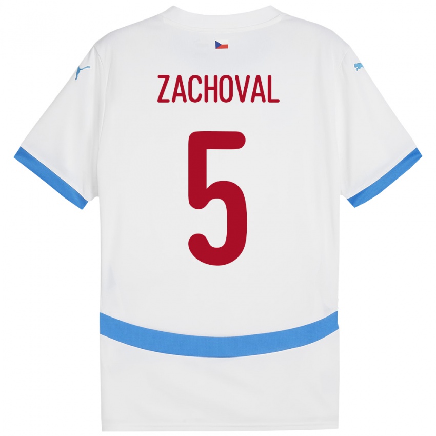 Hombre Camiseta Chequia Matej Zachoval #5 Blanco 2ª Equipación 24-26 La Camisa México