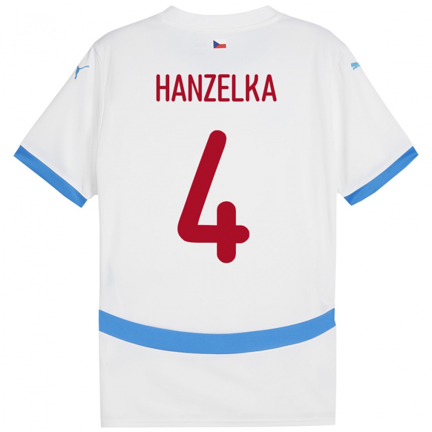 Hombre Camiseta Chequia Denis Hanzelka #4 Blanco 2ª Equipación 24-26 La Camisa México