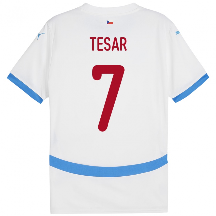 Hombre Camiseta Chequia Simon Tesar #7 Blanco 2ª Equipación 24-26 La Camisa México