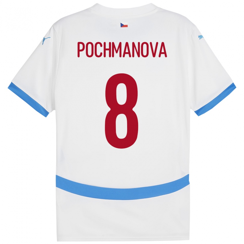 Hombre Camiseta Chequia Aneta Pochmanová #8 Blanco 2ª Equipación 24-26 La Camisa México