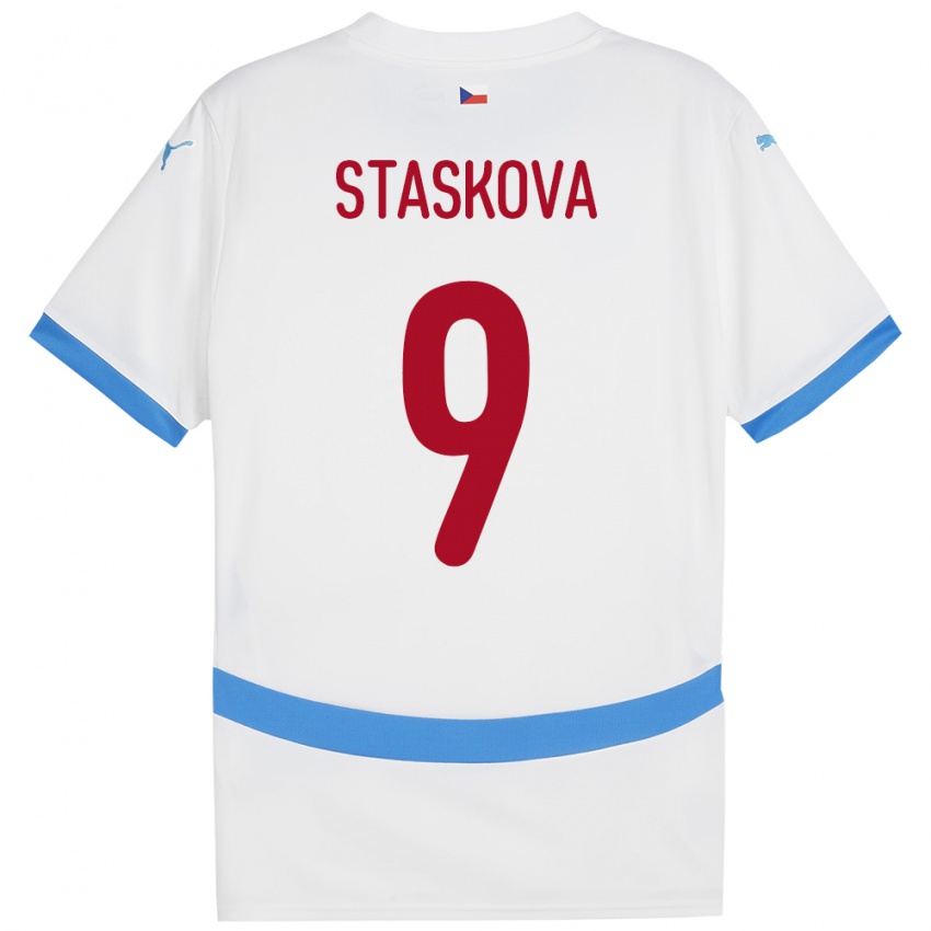 Hombre Camiseta Chequia Andrea Stašková #9 Blanco 2ª Equipación 24-26 La Camisa México