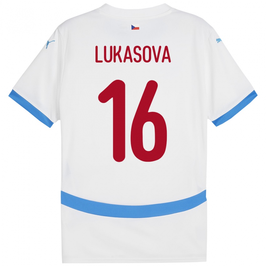 Hombre Camiseta Chequia Olivie Lukášová #16 Blanco 2ª Equipación 24-26 La Camisa México