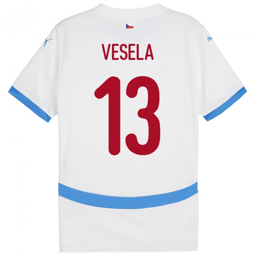 Hombre Camiseta Chequia Denisa Veselá #13 Blanco 2ª Equipación 24-26 La Camisa México