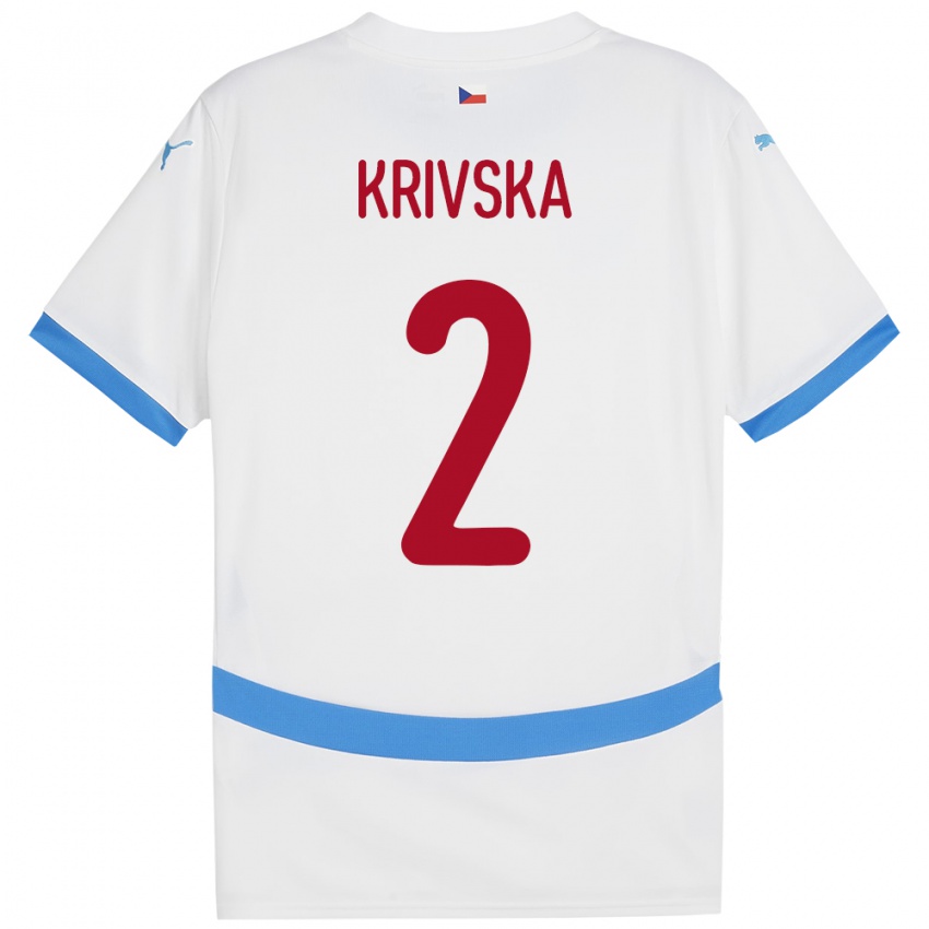 Hombre Camiseta Chequia Karolína Křivská #2 Blanco 2ª Equipación 24-26 La Camisa México