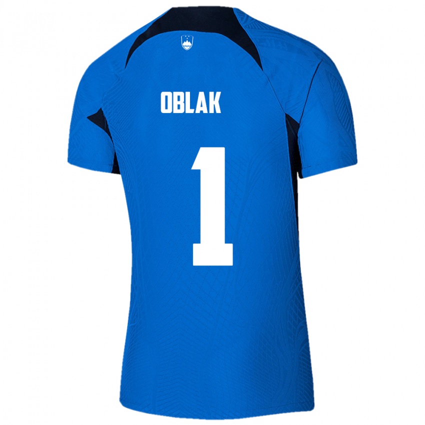 Hombre Camiseta Eslovenia Jan Oblak #1 Azul 2ª Equipación 24-26 La Camisa México