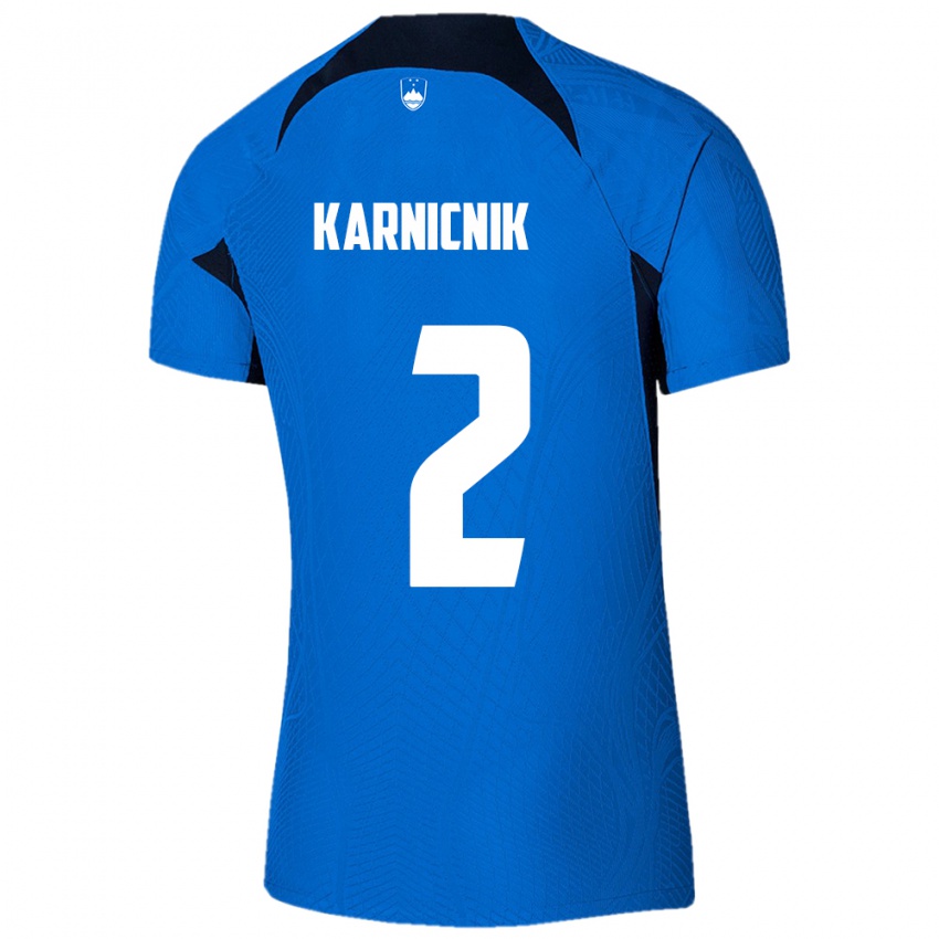 Hombre Camiseta Eslovenia Zan Karnicnik #2 Azul 2ª Equipación 24-26 La Camisa México