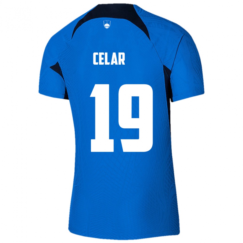 Hombre Camiseta Eslovenia Zan Celar #19 Azul 2ª Equipación 24-26 La Camisa México