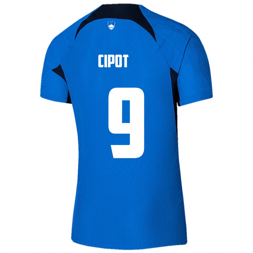 Hombre Camiseta Eslovenia Tio Cipot #9 Azul 2ª Equipación 24-26 La Camisa México