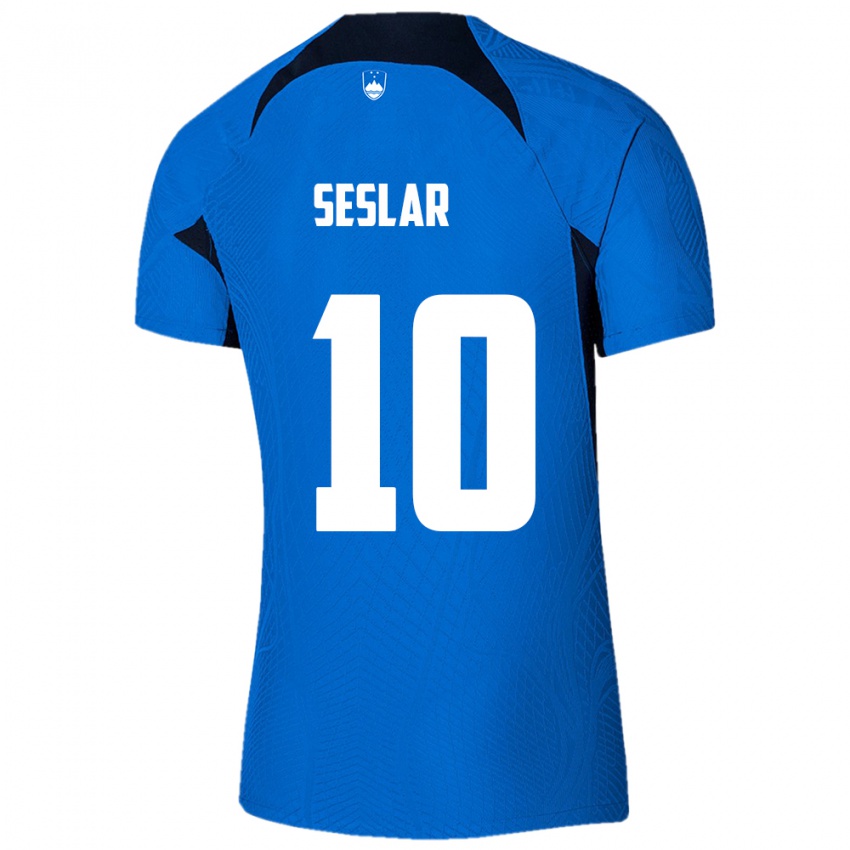 Hombre Camiseta Eslovenia Svit Seslar #10 Azul 2ª Equipación 24-26 La Camisa México
