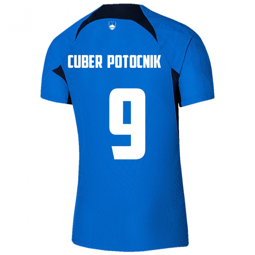 Hombre Camiseta Eslovenia Jaka Cuber Potocnik #9 Azul 2ª Equipación 24-26 La Camisa México
