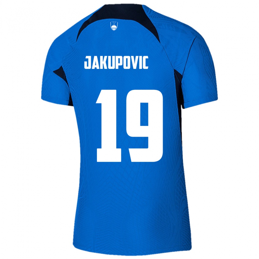 Hombre Camiseta Eslovenia Aldin Jakupovic #19 Azul 2ª Equipación 24-26 La Camisa México