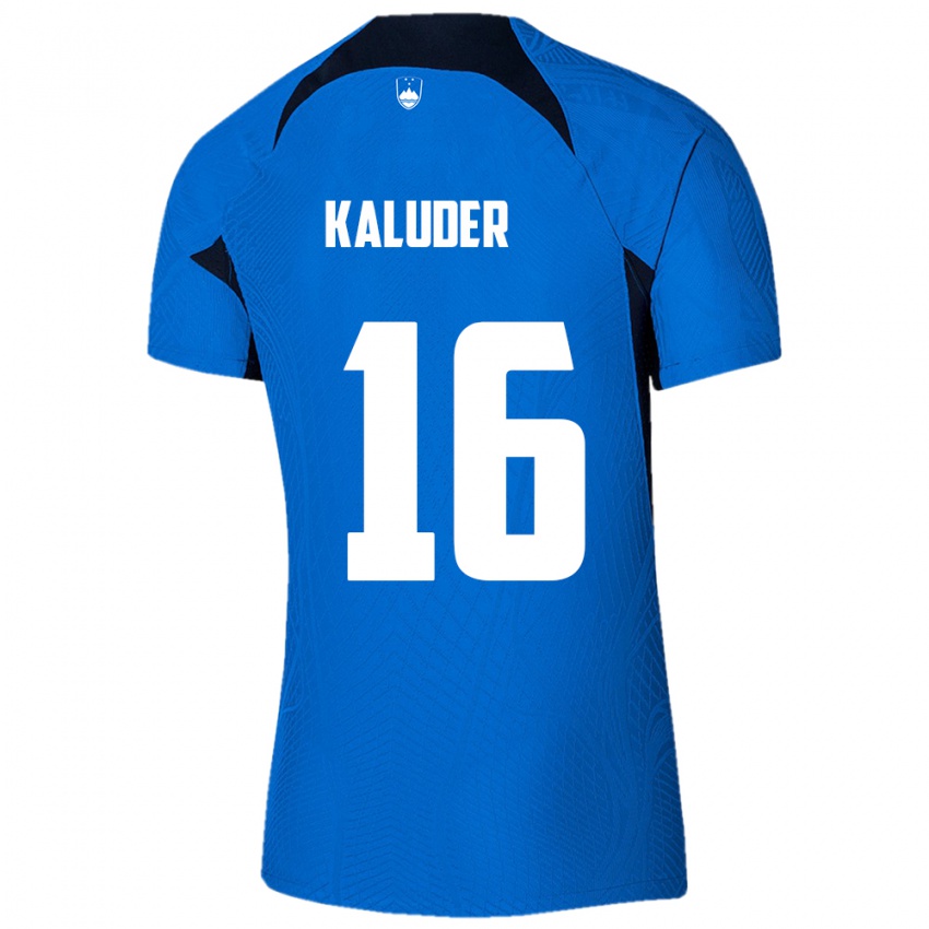 Hombre Camiseta Eslovenia Grega Kaluder #16 Azul 2ª Equipación 24-26 La Camisa México