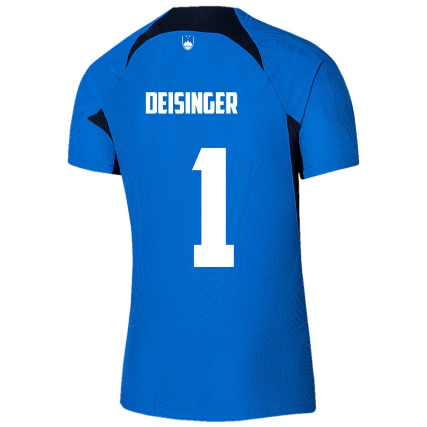 Hombre Camiseta Eslovenia Nik Deisinger #1 Azul 2ª Equipación 24-26 La Camisa México