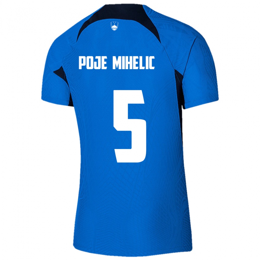 Hombre Camiseta Eslovenia Naja Poje Mihelič #5 Azul 2ª Equipación 24-26 La Camisa México