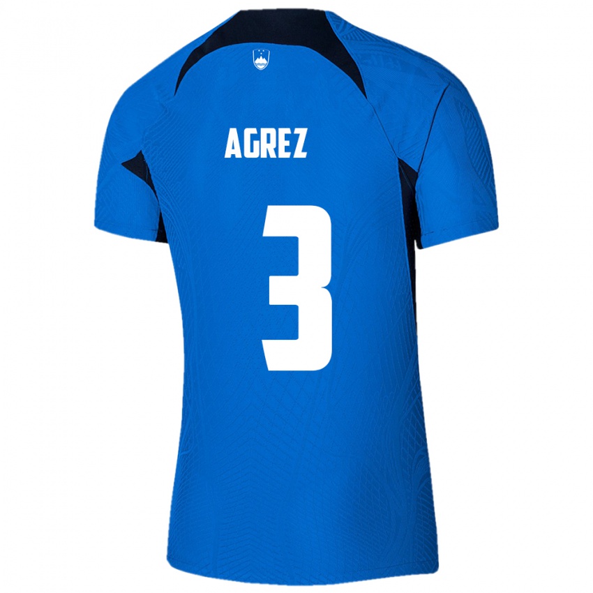 Hombre Camiseta Eslovenia Sara Agrež #3 Azul 2ª Equipación 24-26 La Camisa México