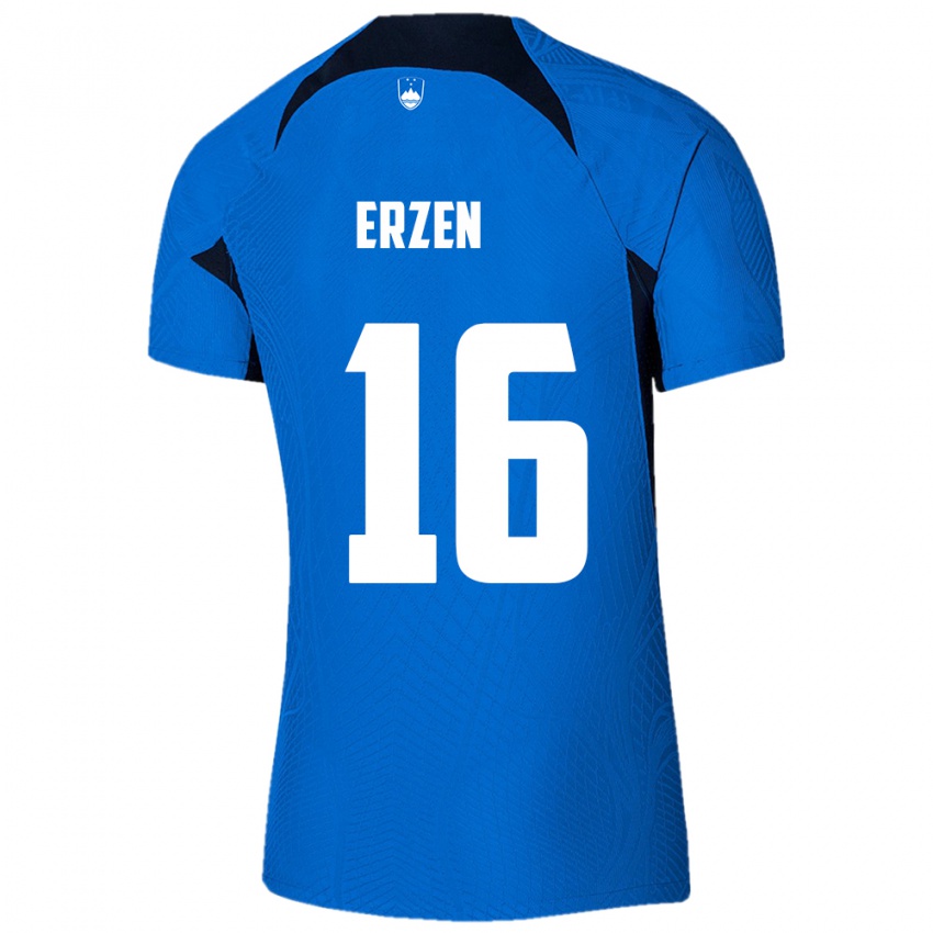 Hombre Camiseta Eslovenia Kaja Eržen #16 Azul 2ª Equipación 24-26 La Camisa México