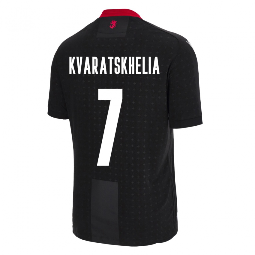 Hombre Camiseta Georgia Khvicha Kvaratskhelia #7 Negro 2ª Equipación 24-26 La Camisa México