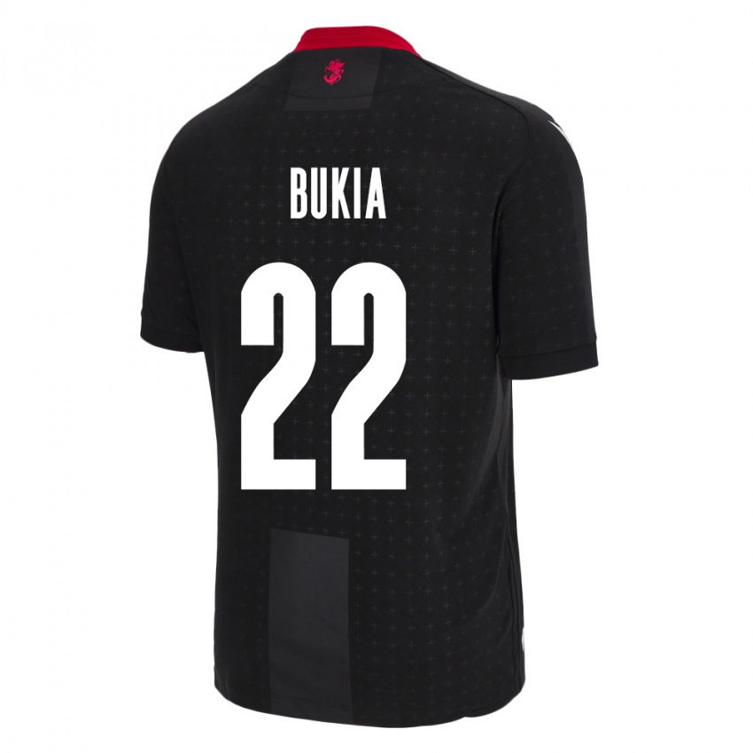 Hombre Camiseta Georgia Davit Bukia #22 Negro 2ª Equipación 24-26 La Camisa México