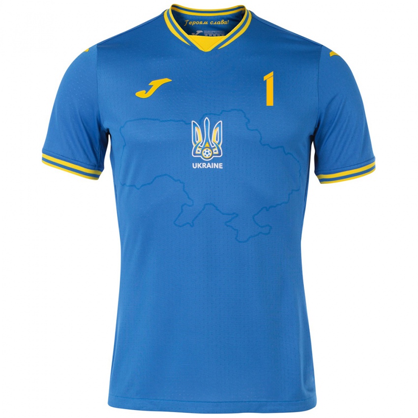 Hombre Camiseta Ucrania Georgiy Yermakov #1 Azul 2ª Equipación 24-26 La Camisa México