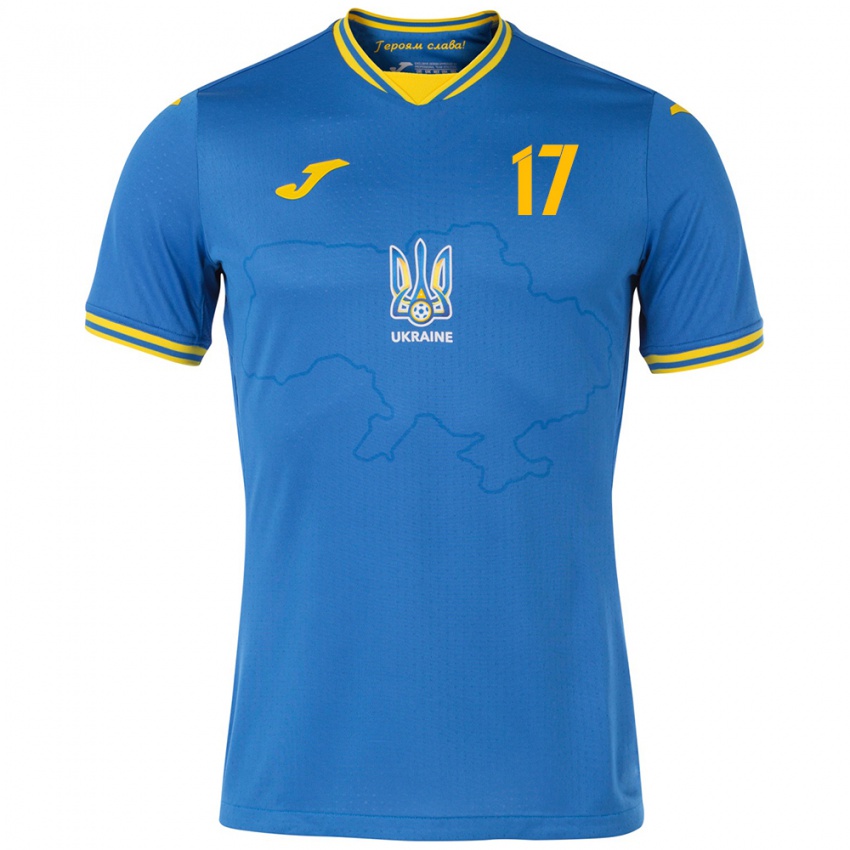 Hombre Camiseta Ucrania Ramik Gadzhyev #17 Azul 2ª Equipación 24-26 La Camisa México