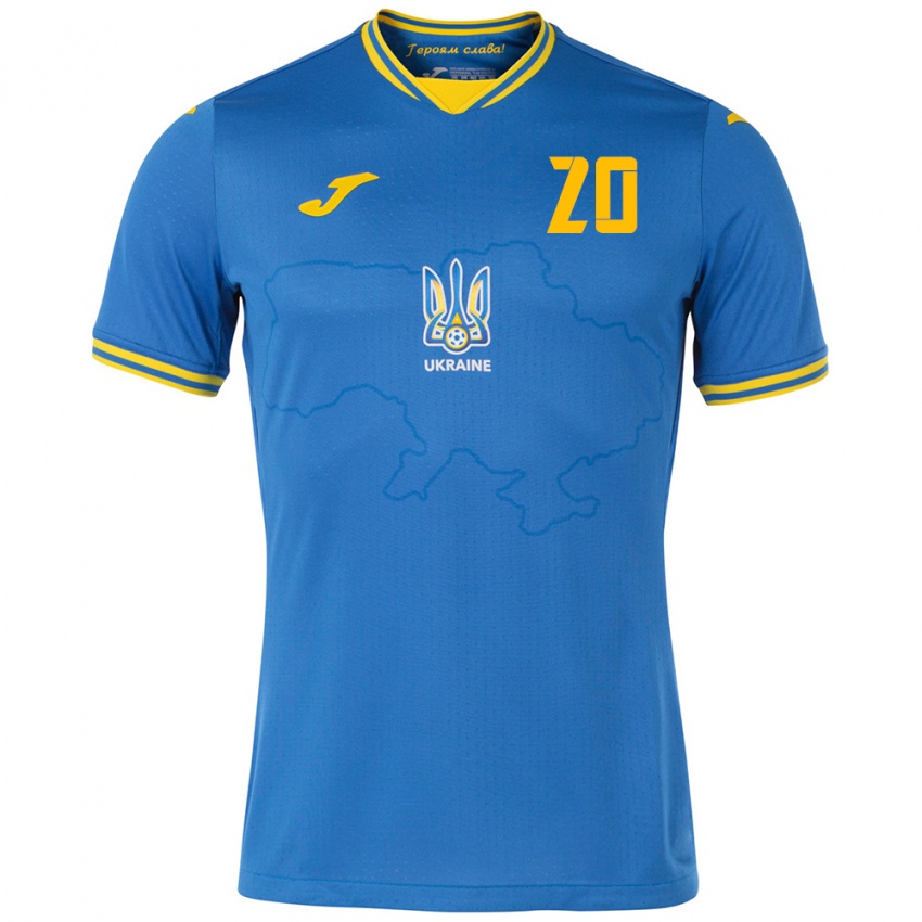 Hombre Camiseta Ucrania Oleksiy Gusev #20 Azul 2ª Equipación 24-26 La Camisa México