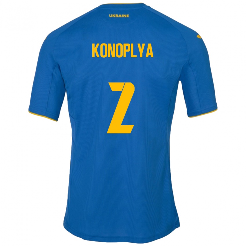 Hombre Camiseta Ucrania Yukhym Konoplya #2 Azul 2ª Equipación 24-26 La Camisa México