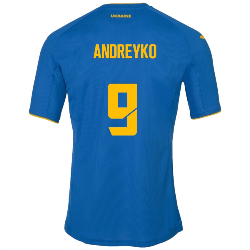 Hombre Camiseta Ucrania Ivan Andreyko #9 Azul 2ª Equipación 24-26 La Camisa México