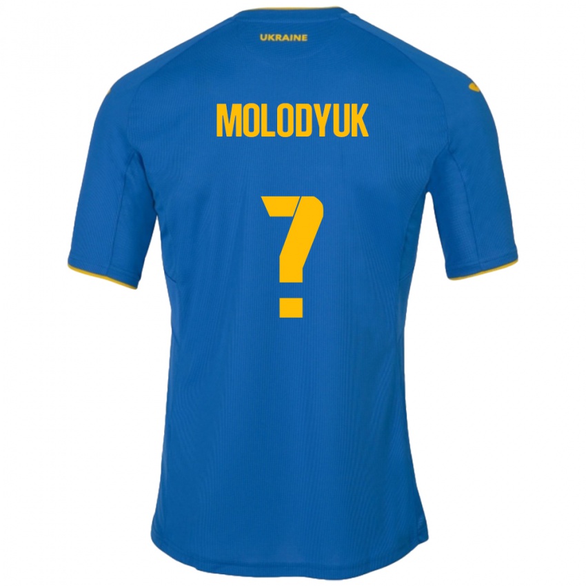 Hombre Camiseta Ucrania Yelyzaveta Molodyuk #0 Azul 2ª Equipación 24-26 La Camisa México