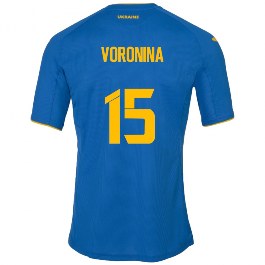 Hombre Camiseta Ucrania Anastasiya Voronina #15 Azul 2ª Equipación 24-26 La Camisa México