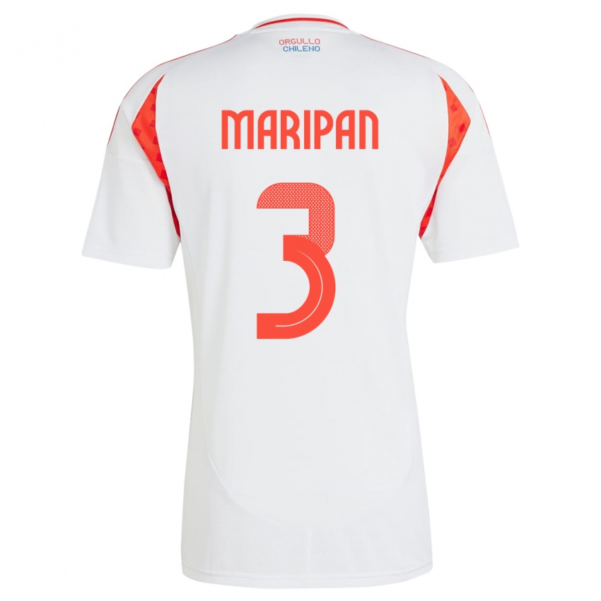 Hombre Camiseta Chile Guillermo Maripán #3 Blanco 2ª Equipación 24-26 La Camisa México