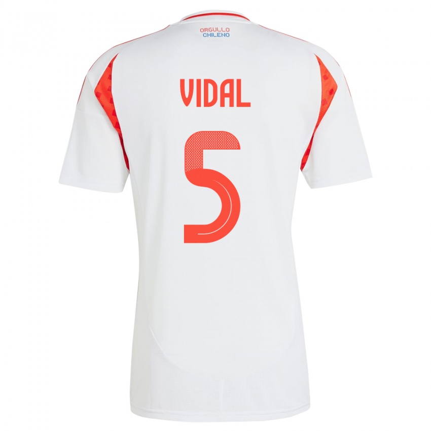 Hombre Camiseta Chile Valentín Vidal #5 Blanco 2ª Equipación 24-26 La Camisa México