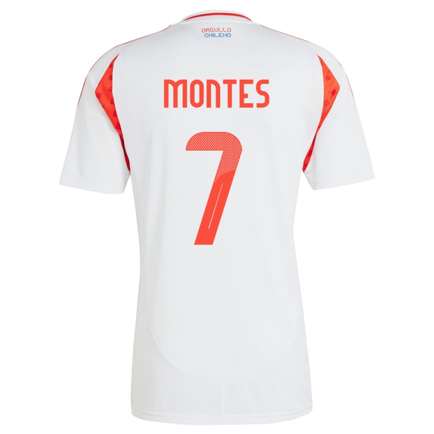 Hombre Camiseta Chile Clemente Montes #7 Blanco 2ª Equipación 24-26 La Camisa México