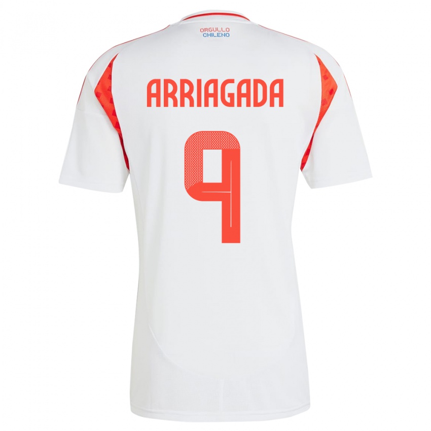 Hombre Camiseta Chile Luciano Arriagada #9 Blanco 2ª Equipación 24-26 La Camisa México