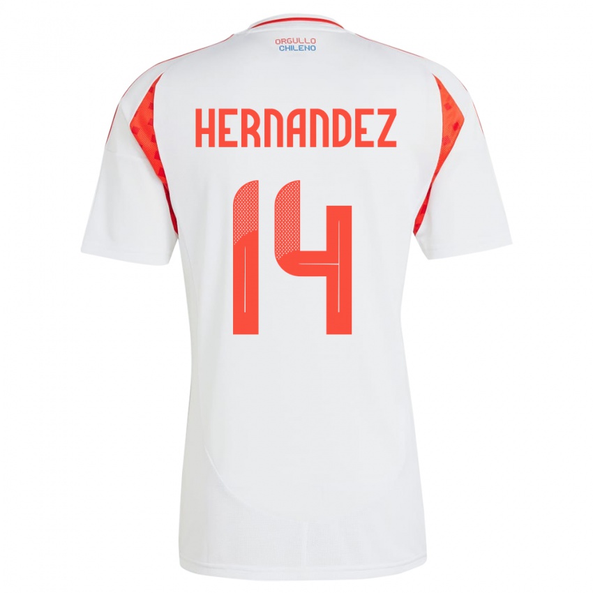 Hombre Camiseta Chile Leandro Hernández #14 Blanco 2ª Equipación 24-26 La Camisa México