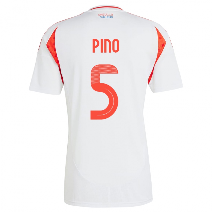 Hombre Camiseta Chile Sebastián Pino #5 Blanco 2ª Equipación 24-26 La Camisa México