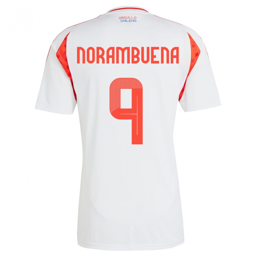 Hombre Camiseta Chile Gabriel Norambuena #9 Blanco 2ª Equipación 24-26 La Camisa México