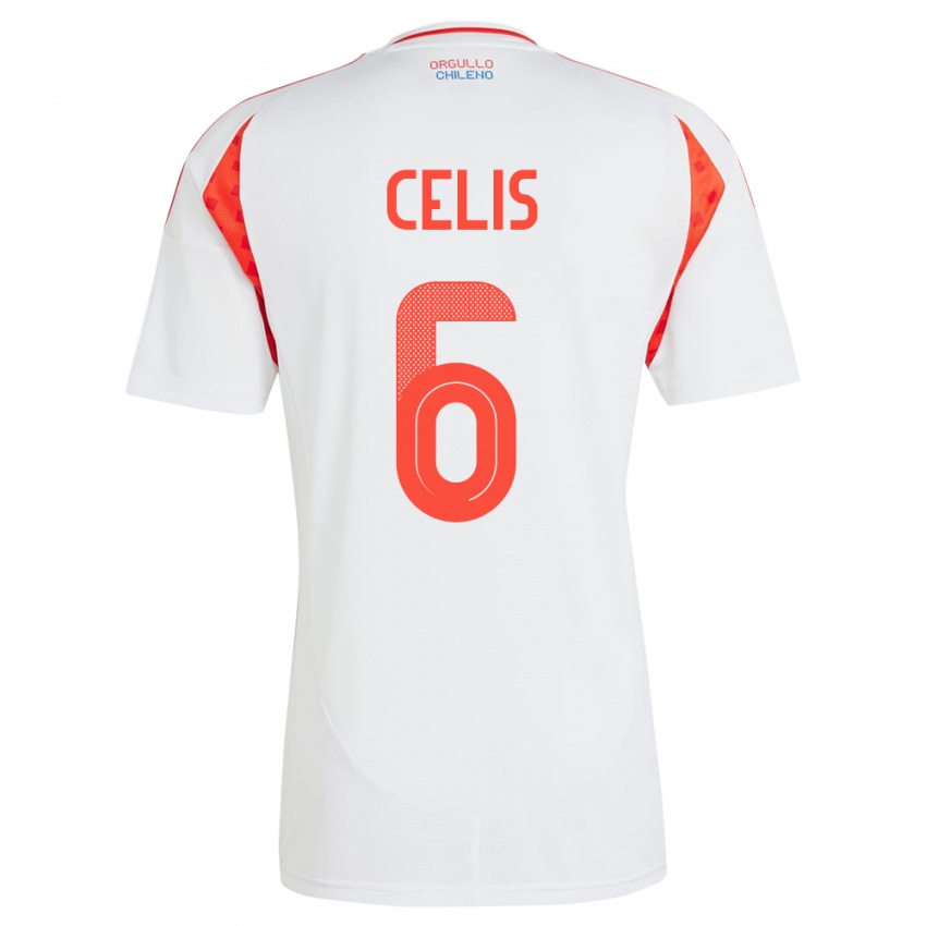 Hombre Camiseta Chile Milovan Celis #6 Blanco 2ª Equipación 24-26 La Camisa México