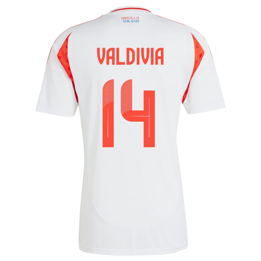 Hombre Camiseta Chile Felipe Valdivia #14 Blanco 2ª Equipación 24-26 La Camisa México